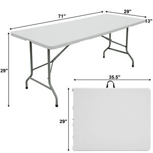 Modern 5-Foot White Rectangular <b>Plastic</b> Portable Folding <b>Table</b> <b>Outdoor</b> Banquet Dining Camping Furniture - Product Image 5