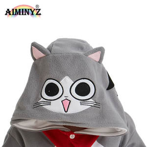 Pijama de Forro Polar Gris con Capucha de Gato de Queso de Dibujos Animados <span class=keywords><strong>para</strong></span> Mujer, Tallas Grandes, Otoño-Invierno, Disfraz de Animal <span class=keywords><strong>para</strong></span> Adulto - Product Image 4