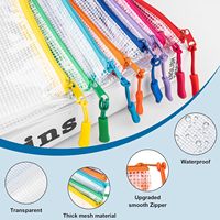 Juego de Bolsas de Malla con Cierre de Cremallera Shlan SL-026, Tamaños Surtidos, Transparentes, Resistentes al Agua, Impresión UV, para Útiles Escolares y de Oficina, Documentos