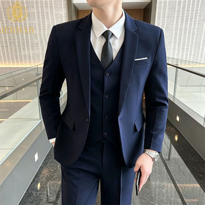 Fresh Casual <strong>Men's</strong> Pastel Teal 3-Piece Blazer Wrinkle-Resistant Fabric Ensemble Homme Perfect for Summer Beachside Receptions - Product Image 4
