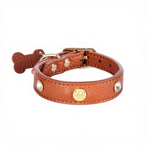 Arnés de Cuero Genuino de Alta Calidad con Diamantes para Perros Pequeños, Juego de Arnés, <span class=keywords><strong>Collar</strong></span> y Correa, Venta al Por Mayor - Product Image 4