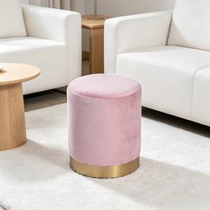 CARLFORD Modern Round Ottoman <strong>Footstool</strong> Pouf Luxurious and Elegant <strong>Velvet</strong> <strong>Blue</strong> for Living Room Bedroom School Hotel Hospital - Product Image 3