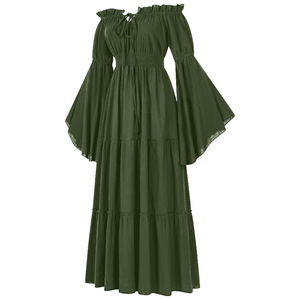 <span class=keywords><strong>Nuevo</strong></span> Vestido Gótico Steampunk Vintage para Mujer, con Hombros Descubiertos y Volantes, Estilo Medieval, Cosplay, Ropa Victoriana, Disfraz de Bruja para Halloween - Product Image 4