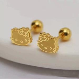 <span class=keywords><strong>Cartoon</strong></span> anti-aanslag 18K goud zilver PVD-coating roestvrijstalen schattige kat Hello Kitty oorbel voor dames - Product Image 3