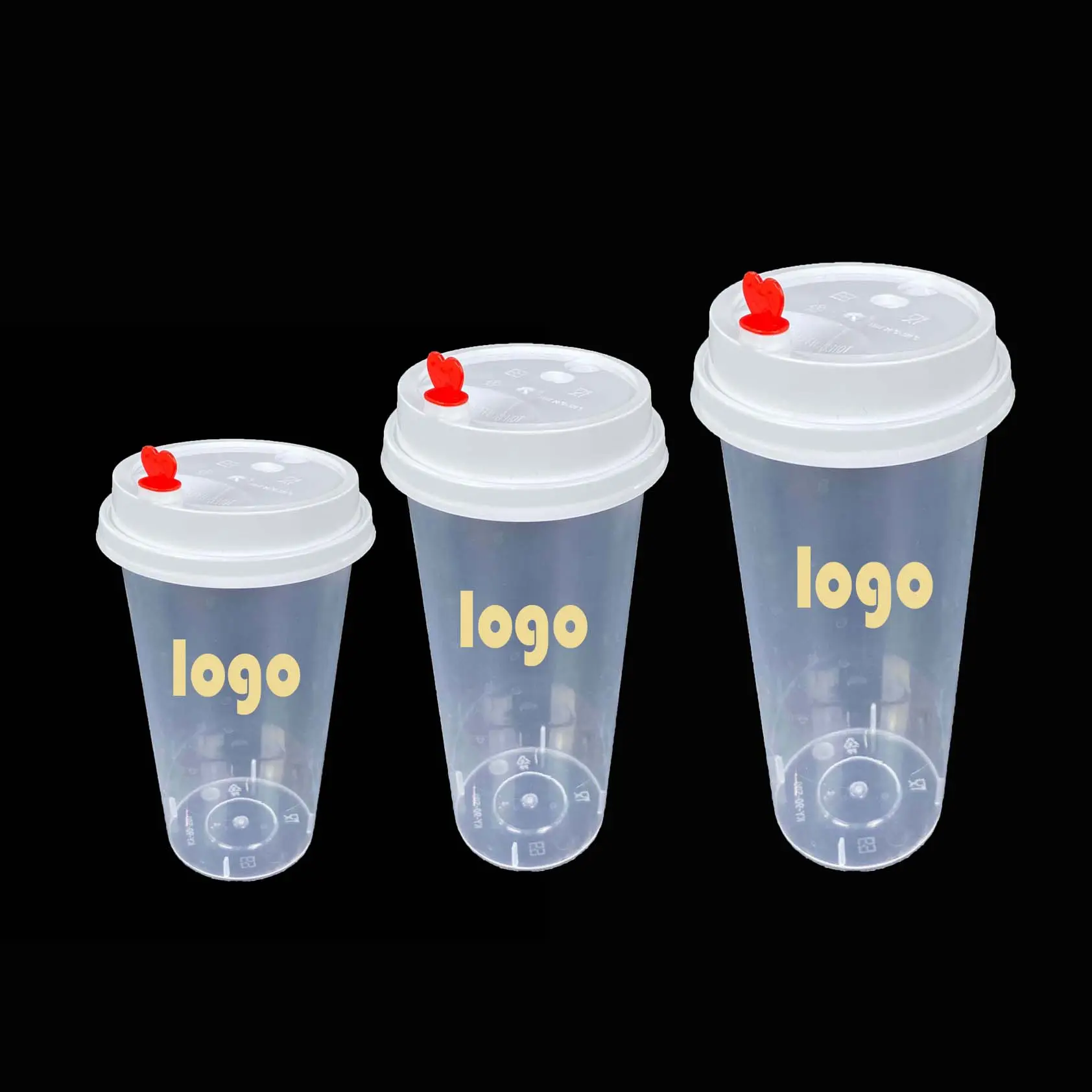 Groothandel Wegwerp Pp Clear Transparant Plastic Beker Custom Logo Boba Milktea Cups Bubble Tea Cup Met Deksel