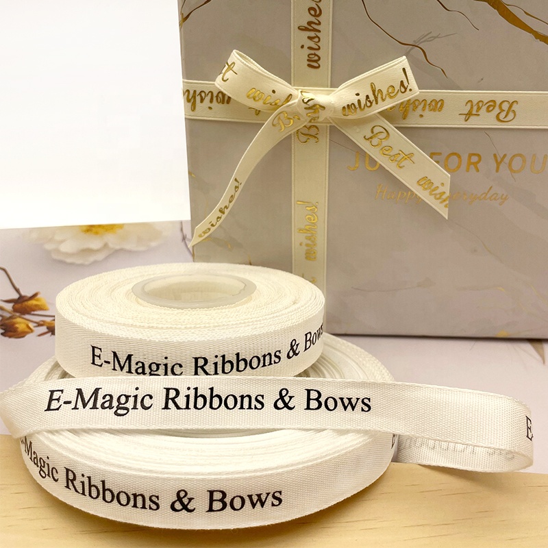 E-Magic Manufacturer Eco-Friendly Paper Ribbon Printed With Logo White Gift Paper Ribbon Roll for Packing Bow Party Decoration