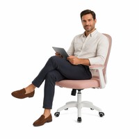 Chaise de bureau tendance en maille avec accoudoirs rabattables, réglage en hauteur, soutien lombaire, pivotante, pour bureau à domicile