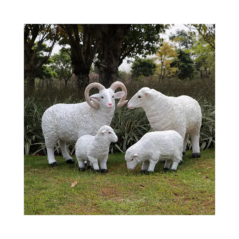 Sıcak satış keçi fiberglas heykel hayvanlar için simülasyon koyun heykeli bahçe çiftlik süslemeleri satılık