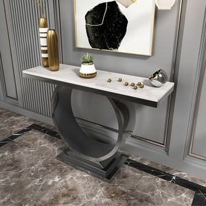 Rond doré <span class=keywords><strong>et</strong></span> Argent cadre mural décoratif marbre <span class=keywords><strong>console</strong></span> ensemble de table - Product Image 5