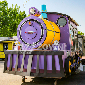 Carrito de Comida Estilo Locomotora Morado y Amarillo con Letrero Luminoso Personalizado para Venta en Lugares Turísticos - Product Image 2