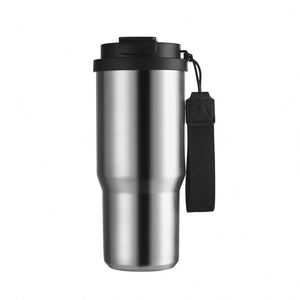 Custom Logo Stainless Steel Vacuum Insulated Travel Tumbler with Straw <b>Tea</b> <b>Infuser</b> Leakproof Lid and Wrist Strap - Product Image 1