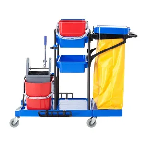 Supplies Folding Hotel Cleaning Janitorial Trolley Hotel Housekeeping Maid Cart Trolley Janitor Cart Cleaning Service Trolley