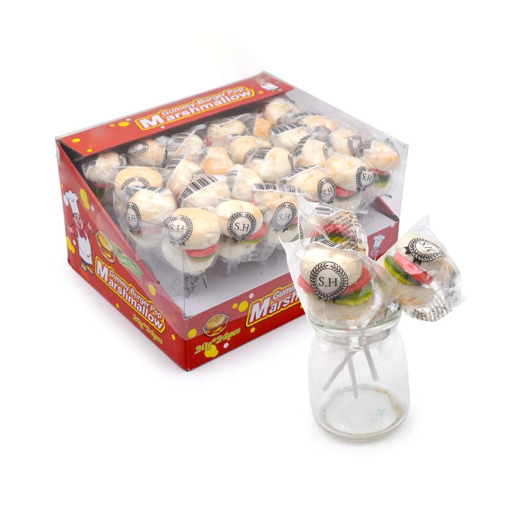 halal hamburger shape marshmallow gummy lollipop candy