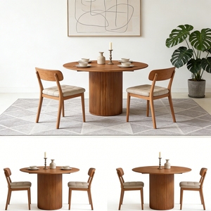 <span class=keywords><strong>Table</strong></span> à <span class=keywords><strong>manger</strong></span> ronde en <span class=keywords><strong>bois</strong></span> massif de frêne à lattes, design moderne, stable et de haute qualité, pour hôtel, appartement ou villa - Prix direct usine - Product Image 2