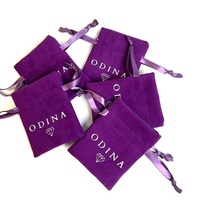 Pochette à cordon en suède et satin pour mini-bijoux, sac cadeau personnalisé en velours avec logo pour la vente en gros