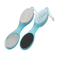 Logo personnalisé 4-en-1 brosse à récurer les pieds en plastique pour pédicure pierre ponce râpe à pieds papier de verre dissolvant de callosités lime pour les pieds