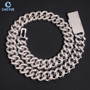 Collar de Cadena Cubana con Moissanita Baguette de Gran Tamaño, 18mm de Altura, Chapado en Rodio, Plata Sólida 925, Joyería Hiphop Iced Out - Product Image 3