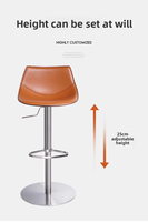 Tabouret de bar moderne nordique, simple, de luxe léger, décontracté, en acier inoxydable, réglable en hauteur, pivotant, chaise haute, mobilier de bar