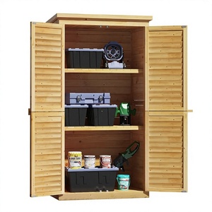 Abri de jardin extérieur à double porte, verrouillable, étanche, en bois de <span class=keywords><strong>sapin</strong></span>, avec <span class=keywords><strong>3</strong></span> étagères réglables pour l'organisation du jardin et de la cour. - Product Image 1