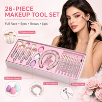 Ensemble de pinceaux de maquillage Glitz and Glam avec strass, pinceaux de maquillage professionnels de luxe, 26 pièces