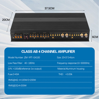 Amplificateur audio de voiture Zeming G4100, amplificateur de voiture 4 canaux classe AB, 4*100W 4*200W pour système de haut-parleurs de voiture