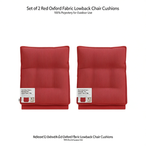 Coussins de chaise à dossier bas en tissu Oxford rouge, lot de 2, pour usage extérieur, résistants à l'eau, amovibles et lavables - Product Image 1