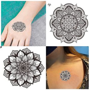 TATUAJES TEMPORALES DE HENA NEGRA para MUJERES - 53PCS Pegatinas de Tatuajes de Flores <span class=keywords><strong>Mandala</strong></span> Grandes para Chicas - Product Image 3