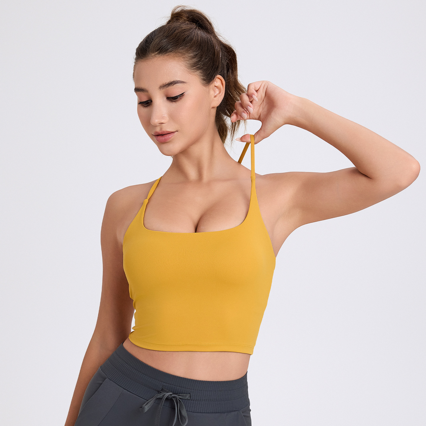 Women's High Support Breathable Yoga Sports Bra Fitness Tank Top With Y-Line Straps U-NECK Spandex/Nylon Tight-Fitting Design