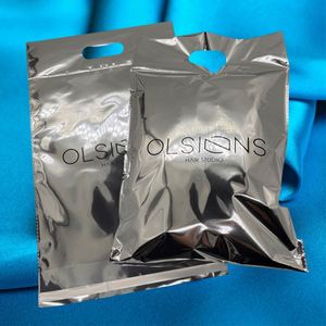 Sac d'expédition en poly aluminium argenté avec poignée, logo personnalisé, S M L, sac d'expédition pour vêtements, sacs d'expédition métalliques brillants - Product Image 5