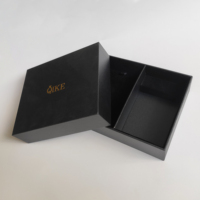 Boîte télescopique personnalisée avec logo, texture croisée noire mate haut de gamme, revêtement UV, gaufrage, fermeture magnétique pour accessoires électroniques