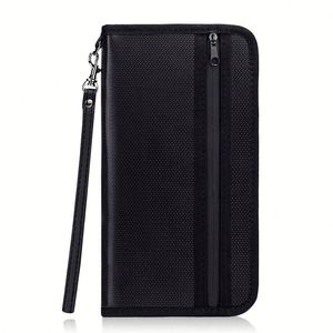 OEM Portable Black Passport <b>Bag</b> with Zipper Fire and Water Resistant Customized for Storing <b>Documents</b> Money Coins Certificates - Product Image 1