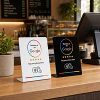 Carte NFC programmable NTAG213 13,56 MHz en PVC étanche pour avis Google, support de table pliable, vente en gros