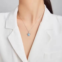 Collection Océan Magnifique : Collier Pendentif Tortue en Argent Sterling 925 avec Émail Bleu Vie Marine Mignonne, Vente en Gros, En Stock
