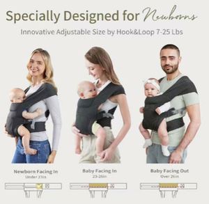 Porte-bébé gratuit avec support pour la tête, pour nouveau-nés (7-25lbs), porte-bébé enveloppant confortable, avec fermeture auto-agrippante pour un port facile. - Product Image 5