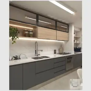 Kitchen Furniture Modern Designs Complete Custom Black Melamine Kitchen Cabinet Set