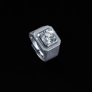 18k Banhado A Ouro 925 Prata Premium Homens 2 Carat Color Moissanite Anel De Noivado Elegante Banda De Casamento - Product Image 4