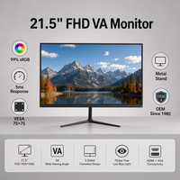 Moniteur d'ordinateur FHD 21,5 pouces, dalle VA 1920x1080, écran PC, entrée VGA, compatible VESA pour bureau et domicile, OEM, faible MOQ 2 pièces