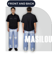 Ensemble Homme Personnalisé en Gros : Veste Coupe-Vent Boutonnée et Jean, Deux Pièces, Motif Lettres, Nylon, Été, Séchage Rapide, Décontracté