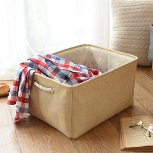 Homeplus-cubos de lino para almacenamiento de tela, caja plegable con asa de cordón de macramé para libros y ropa de juguete, nuevo diseño - Product Image 4