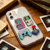 Autocollants décoratifs métalliques en forme de manette de jeu, style dessin animé créatif, pour machines de jeu d'arcade, vente en gros personnalisée, succès commercial