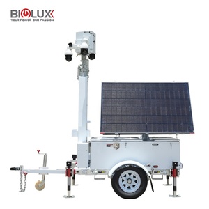 Mobile Solar Surveillance CCTV Trailer With <strong>360</strong>&deg; Rotation PTZ <strong>Camera</strong> Easy Installation <strong>Wireless</strong> Monitoring For Outdoor Security - Product Image 1