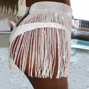 Gonna Semi-Trasparente Naturale Traspirante con Inserti in Pizzo e Diamanti Luccicanti, Stile Sexy Europeo e Americano - Product Image 5