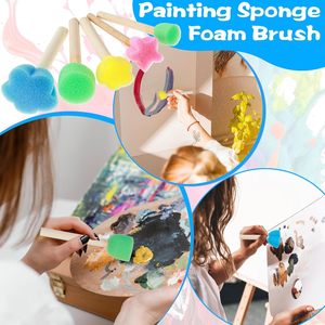 20 pinceaux éponge pour <span class=keywords><strong>peinture</strong></span>, ensemble de pinceaux ronds en mousse pour pochoirs, outils de <span class=keywords><strong>peinture</strong></span> <span class=keywords><strong>acrylique</strong></span>, kit d'art et d'artisanat pour enfants et école - Product Image 6