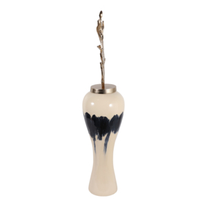 Vaso decorativo alto in metallo con coperchio a forma di foglia per decorazioni per la casa, vaso per fiori per soggiorno, camera da letto, decorazione per la casa. - Product Image 5
