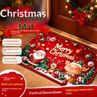 Tapis de Noël en velours cristal antidérapant lavable en machine pour porche, décoration de salon Père Noël