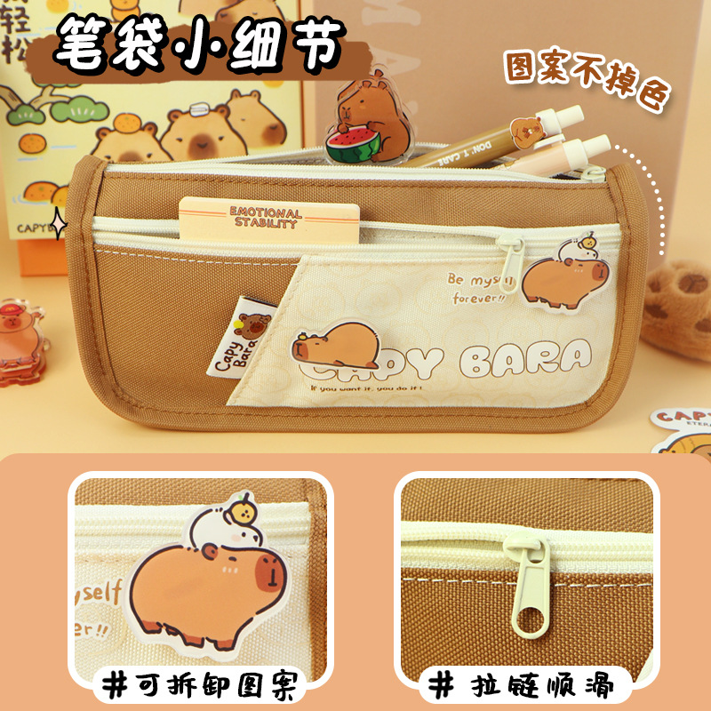 Capybara - Astuccio per matite, grande capacità, multistrato, grazioso astuccio con stampa Capybara, astuccio per cancelleria per ufficio, portapenne