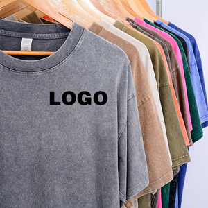 100% High Quality Heavy Relaxed Vintage T-Shirt Oversized Retro Mineral Wash Cotton Acid Wash Knitted Fabric - Product Image 2