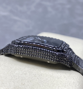 Reloj negro de diamantes de lujo para hombre, diseñador de alta calidad, reloj informal de negocios, movimiento oculto, pantalla de esfera de puntero - Product Image 6