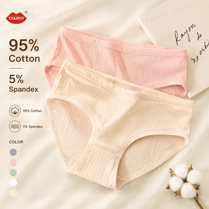 Culottes pour femmes 95% coton, entrejambe en coton antibactérien, confortables, taille mi-haute, coupe triangle ajustée aux hanches, pour adolescentes et étudiantes - Product Image 1
