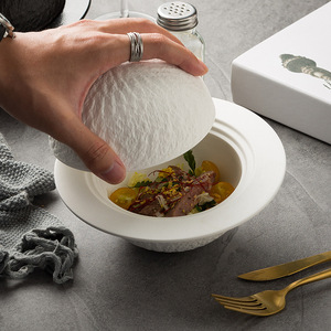 Vaisselle de luxe en céramique blanche et noire à motif rocheux, bol haut de gamme pour restaurants, couverts pour fêtes et maisons, dîner élégant - Product Image 4
